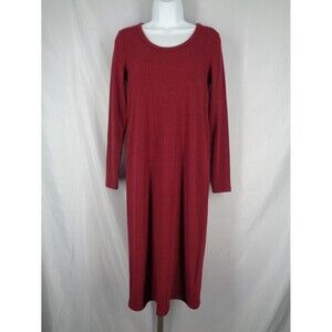 GAP Ribbed Midi T-Shirt Dress Size XS Scoop Neck Long Sleeve Red Delicious New